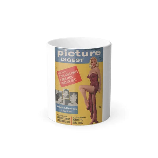 Diana Dors #138 - Diana on Cover in Color from Picture Digest Mag. Dec. '56 (Vintage Female Icon) Color Changing Mug 11oz 11oz - Go Mug Yourself
