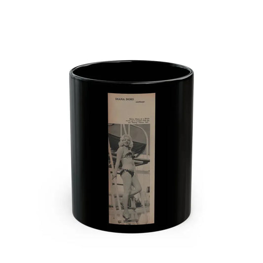 Diana Dors #141 - 2 of 2 B&W Pin-Up Photos from Mr. Magazine Aug. of '59 (Vintage Female Icon) Black Coffee Mug 11oz - Go Mug Yourself
