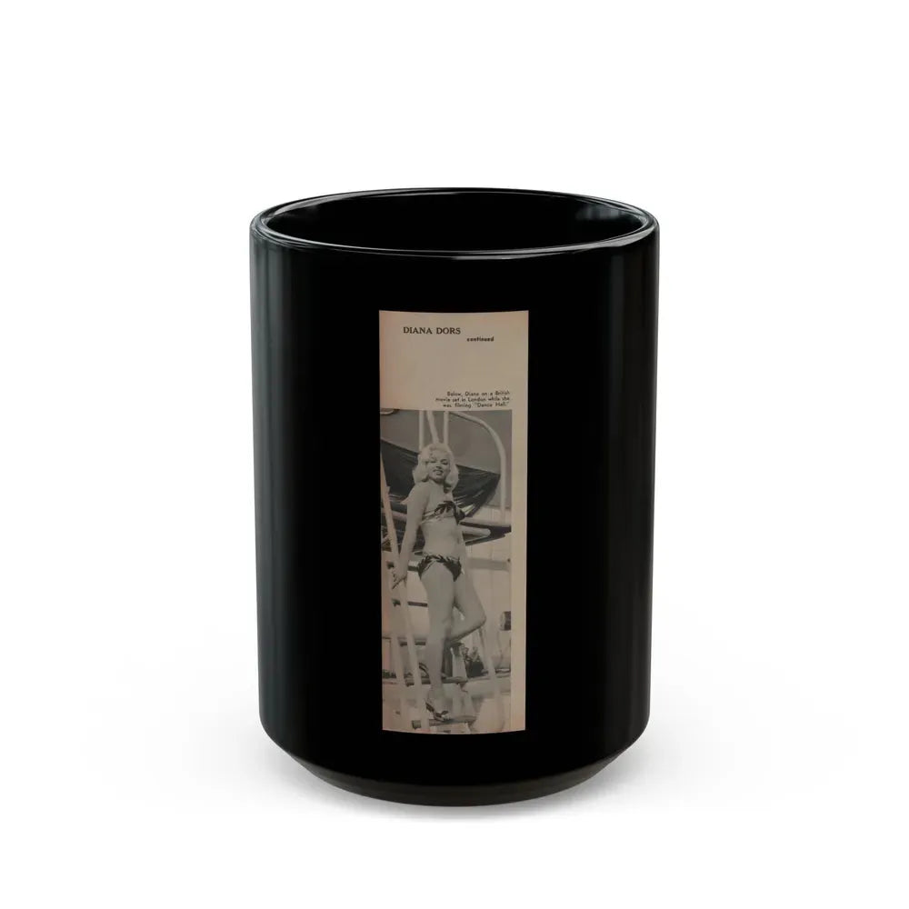 Diana Dors #141 - 2 of 2 B&W Pin-Up Photos from Mr. Magazine Aug. of '59 (Vintage Female Icon) Black Coffee Mug 15oz - Go Mug Yourself
