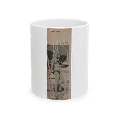 Diana Dors #141 - 2 of 2 B&W Pin-Up Photos from Mr. Magazine Aug. of '59 (Vintage Female Icon) White Coffee Mug 11oz - Go Mug Yourself