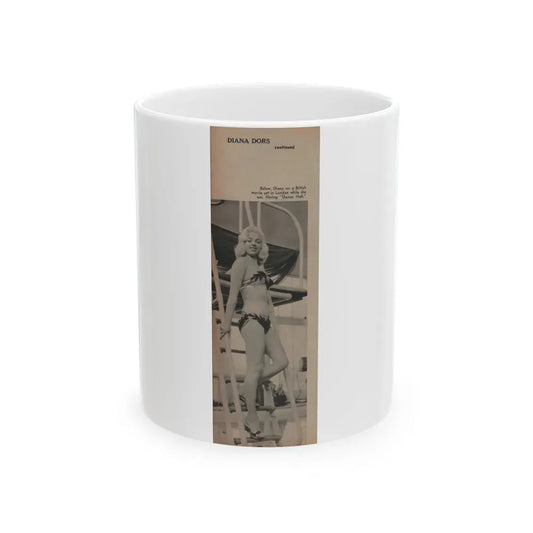 Diana Dors #141 - 2 of 2 B&W Pin-Up Photos from Mr. Magazine Aug. of '59 (Vintage Female Icon) White Coffee Mug 11oz - Go Mug Yourself