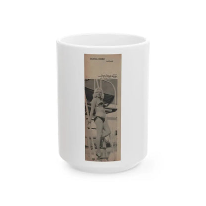 Diana Dors #141 - 2 of 2 B&W Pin-Up Photos from Mr. Magazine Aug. of '59 (Vintage Female Icon) White Coffee Mug 15oz - Go Mug Yourself