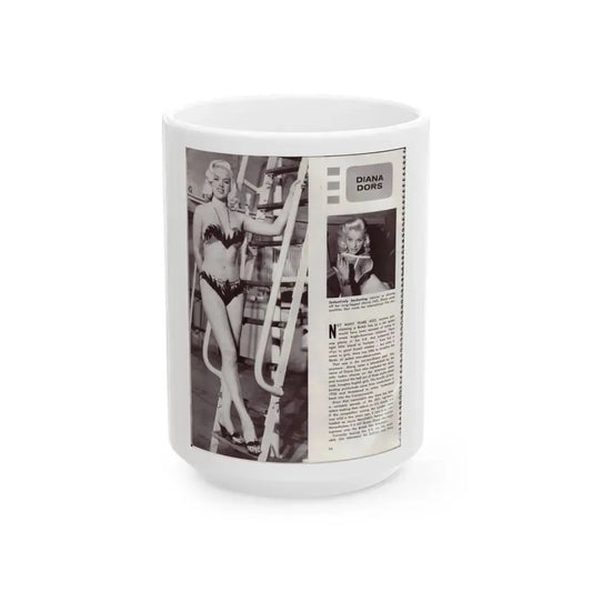 Diana Dors #179 (Vintage Female Icon) White Coffee Mug 15oz - Go Mug Yourself