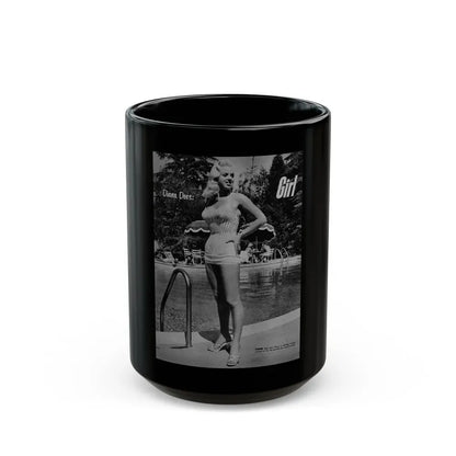 Diana Dors #213 - Vintage B&W 8.5x10.5 Pin-Up Photo with, Headline & Caption from Pin-Up or Movie Star Magazine Circa 1950's 1 (Vintage Female Icon) Black Coffee Mug 15oz - Go Mug Yourself