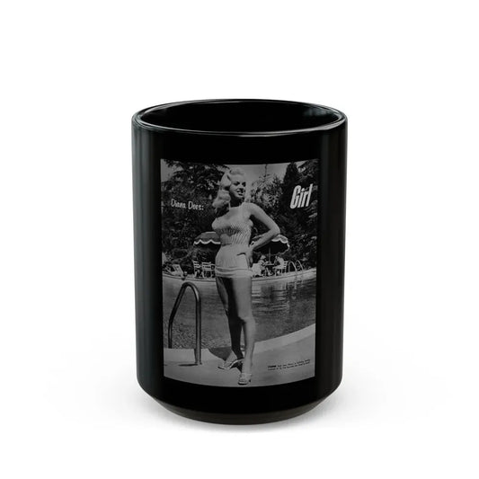 Diana Dors #213 - Vintage B&W 8.5x10.5 Pin-Up Photo with, Headline & Caption from Pin-Up or Movie Star Magazine Circa 1950's 1 (Vintage Female Icon) Black Coffee Mug 15oz - Go Mug Yourself