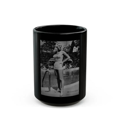 Diana Dors #213 - Vintage B&W 8.5x10.5 Pin-Up Photo with, Headline & Caption from Pin-Up or Movie Star Magazine Circa 1950's 1 (Vintage Female Icon) Black Coffee Mug 15oz - Go Mug Yourself