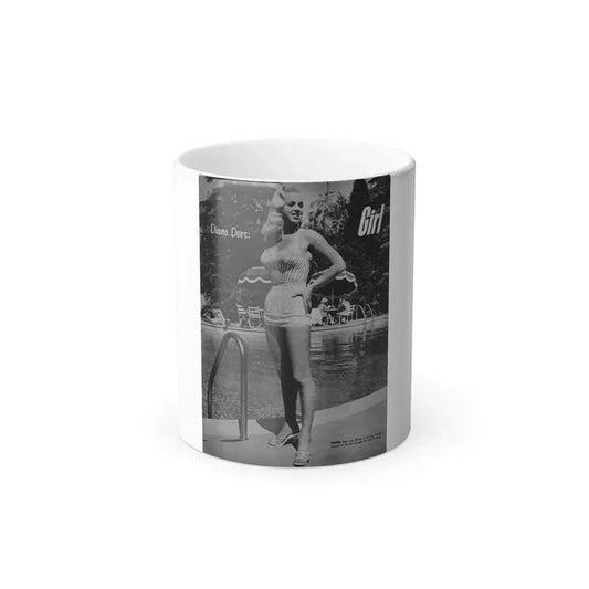 Diana Dors #213 - Vintage B&W 8.5x10.5 Pin-Up Photo with, Headline & Caption from Pin-Up or Movie Star Magazine Circa 1950's 1 (Vintage Female Icon) Color Changing Mug 11oz 11oz - Go Mug Yourself
