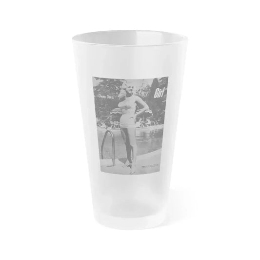 Diana Dors #213 - Vintage B&W 8.5x10.5 Pin-Up Photo with, Headline & Caption from Pin-Up or Movie Star Magazine Circa 1950's 1 (Vintage Female Icon) Frosted Pint Glass 16oz 16oz Frosted - Go Mug Yourself