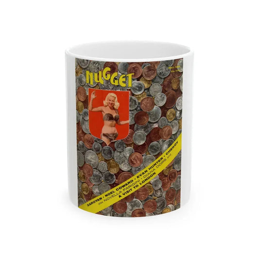 Diana Dors #216 - Diana in Color on Cover of Nugget Magazine May '56 & inside spread (Vintage Female Icon) White Coffee Mug 11oz - Go Mug Yourself
