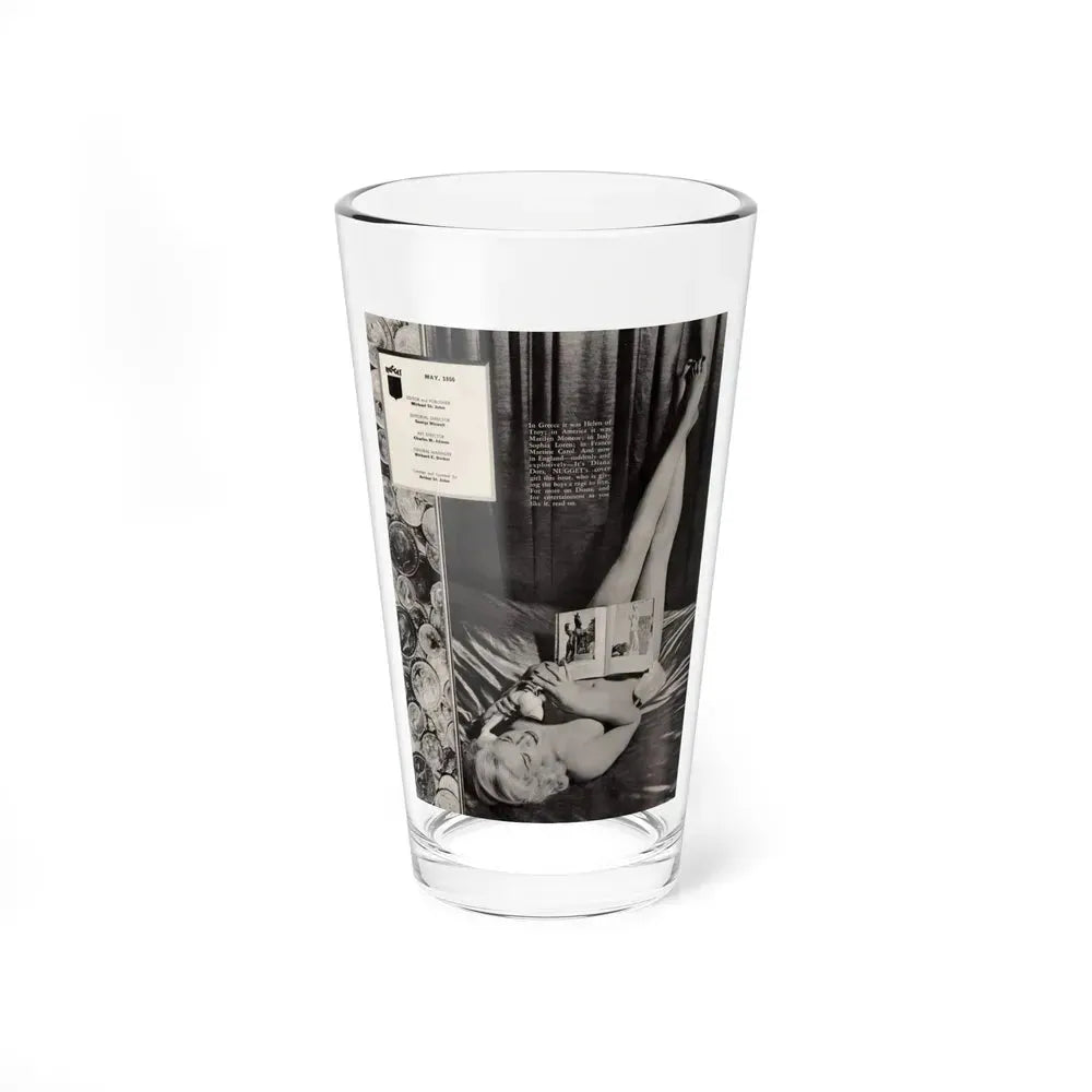 Diana Dors #217 - Inside front cover 1 B&W Nude but covered some from Nugget Magazine May '56 plus more pages (Vintage Female Icon) Pint Glass 16oz 16oz - Go Mug Yourself