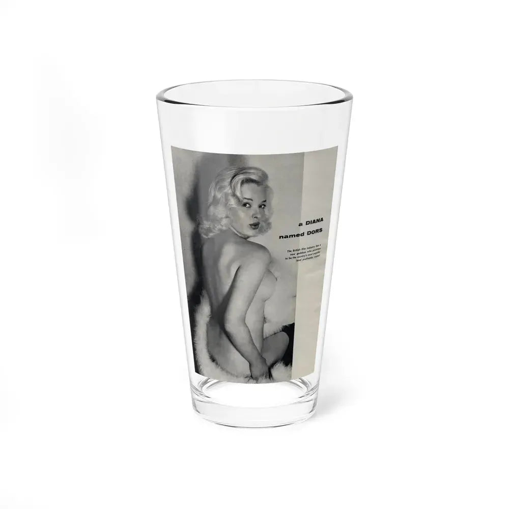 Diana Dors #218 - Pages 1 of 3 with 1 nude B&W Photo partially covered from Nugget Magazine May '56 (Vintage Female Icon) Pint Glass 16oz 16oz - Go Mug Yourself