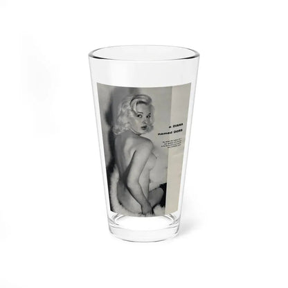 Diana Dors #218 - Pages 1 of 3 with 1 nude B&W Photo partially covered from Nugget Magazine May '56 (Vintage Female Icon) Pint Glass 16oz 16oz - Go Mug Yourself