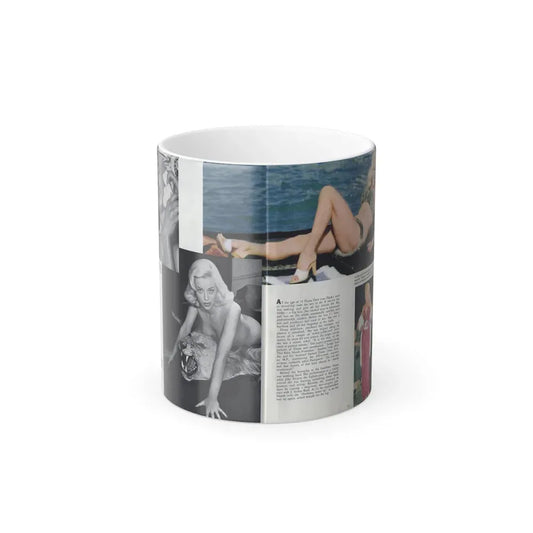Diana Dors #219 - Pages 2 & 3 of 3 with, 2 B&W+2 Color Photos, Caption & Article from Nugget Magazine May '56 (Vintage Female Icon) Color Changing Mug 11oz 11oz - Go Mug Yourself