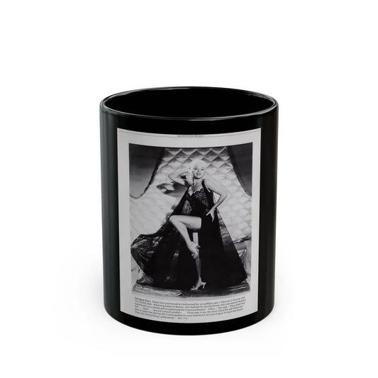 Diana Dors #221 - B&W Glamour Magazine Page Photo with, caption & brieg article on Diane (Vintage Female Icon) Black Coffee Mug 11oz - Go Mug Yourself