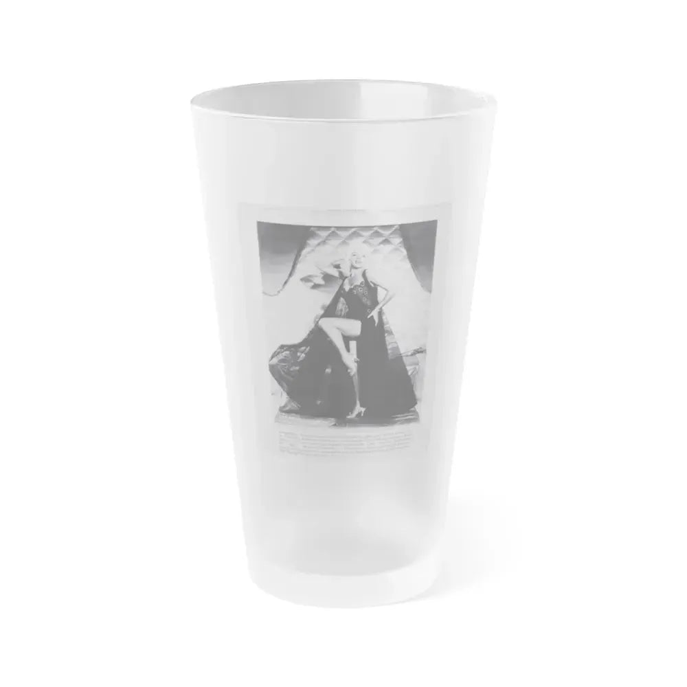 Diana Dors #221 - B&W Glamour Magazine Page Photo with, caption & brieg article on Diane (Vintage Female Icon) Frosted Pint Glass 16oz 16oz Frosted - Go Mug Yourself