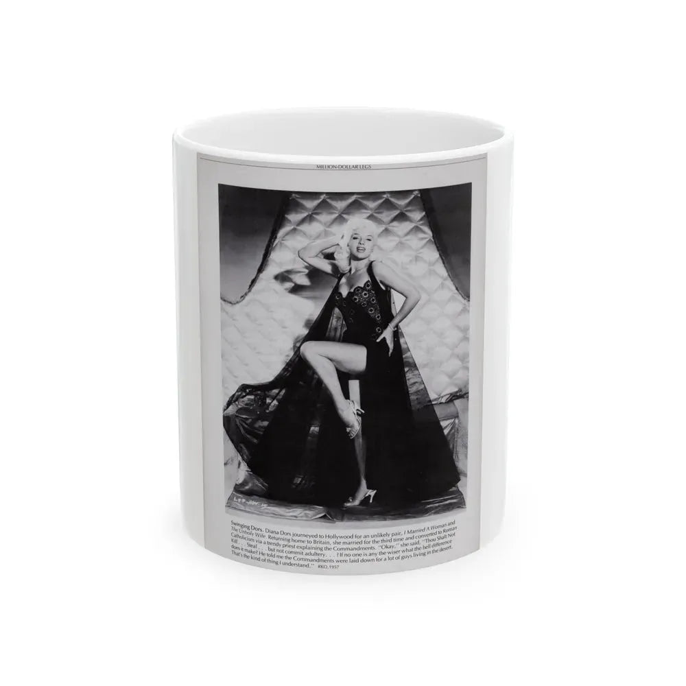 Diana Dors #221 - B&W Glamour Magazine Page Photo with, caption & brieg article on Diane (Vintage Female Icon) White Coffee Mug 11oz - Go Mug Yourself