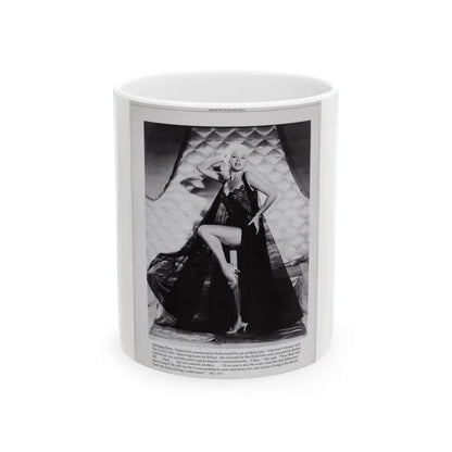 Diana Dors #221 - B&W Glamour Magazine Page Photo with, caption & brieg article on Diane (Vintage Female Icon) White Coffee Mug 11oz - Go Mug Yourself