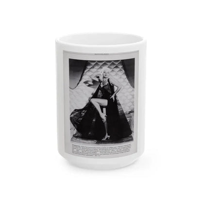 Diana Dors #221 - B&W Glamour Magazine Page Photo with, caption & brieg article on Diane (Vintage Female Icon) White Coffee Mug 15oz - Go Mug Yourself