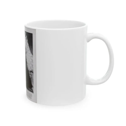 Diana Dors #221 - B&W Glamour Magazine Page Photo with, caption & brieg article on Diane (Vintage Female Icon) White Coffee Mug - Go Mug Yourself