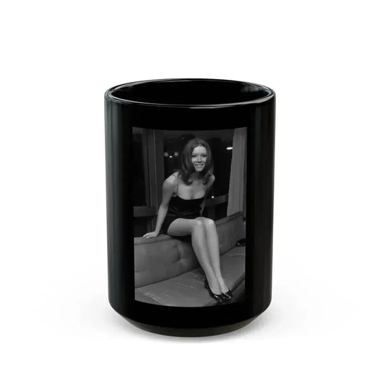 Diana Rigg #03 (Vintage Female Icon) Black Coffee Mug 15oz - Go Mug Yourself