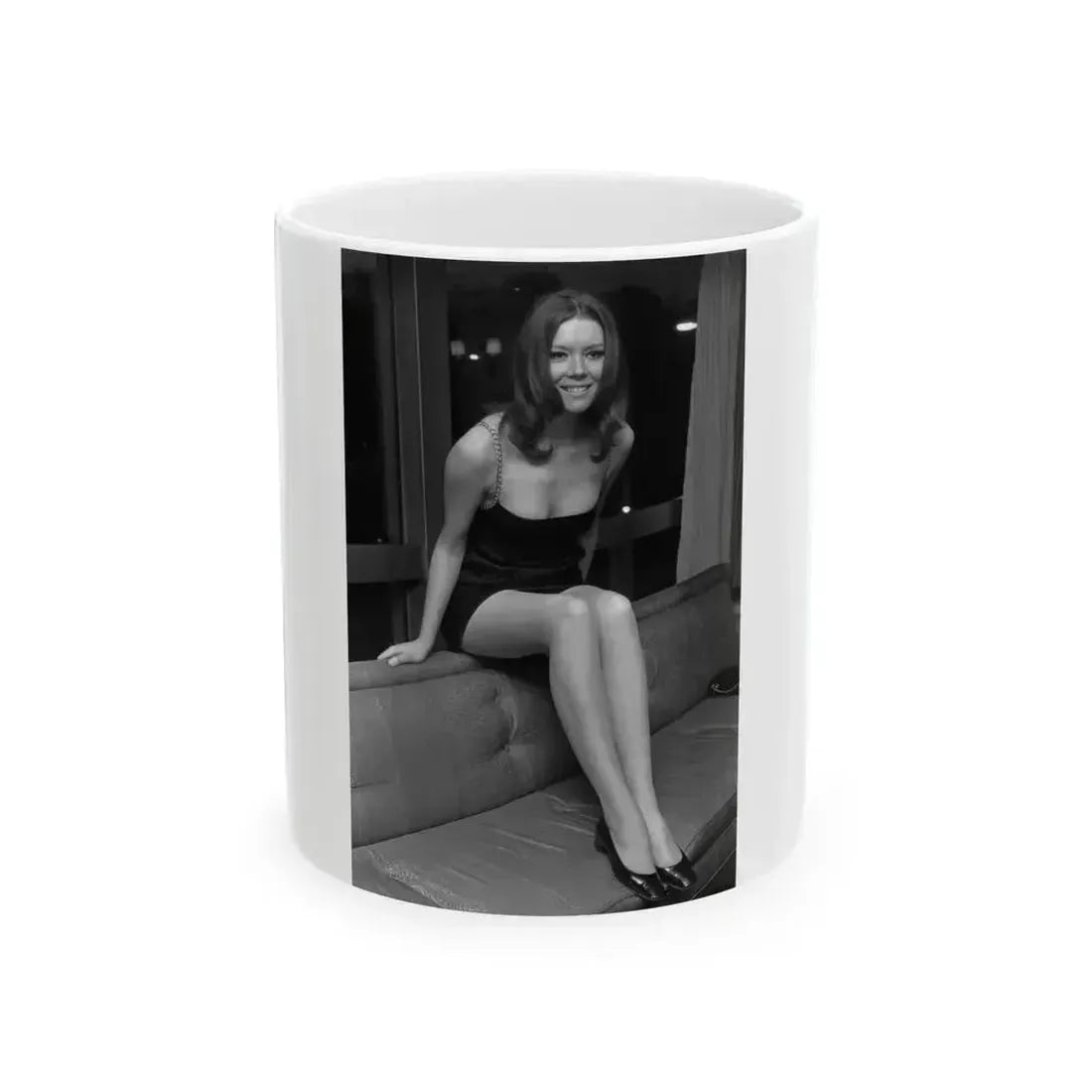 Diana Rigg #03 (Vintage Female Icon) White Coffee Mug 11oz - Go Mug Yourself