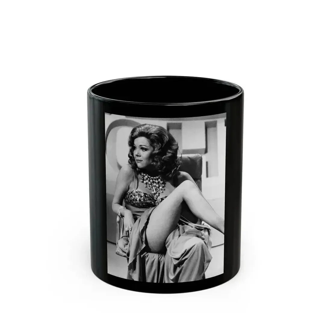 Diana Rigg #05 (Vintage Female Icon) Black Coffee Mug 11oz - Go Mug Yourself