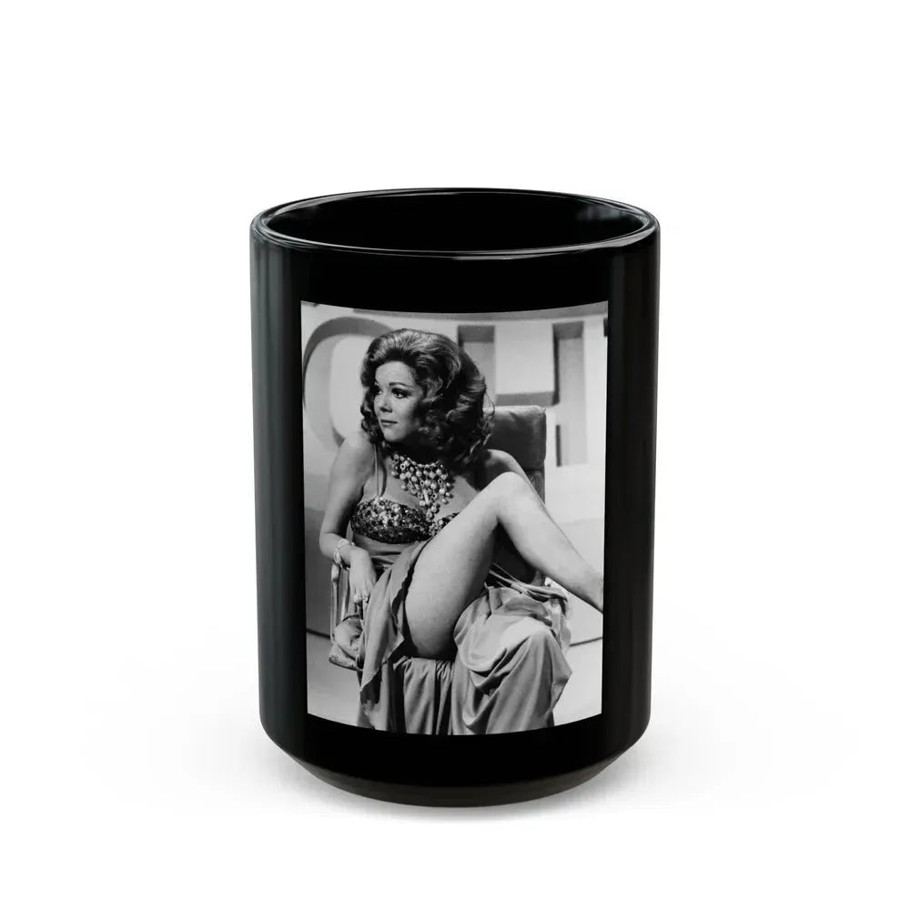 Diana Rigg #05 (Vintage Female Icon) Black Coffee Mug 15oz - Go Mug Yourself