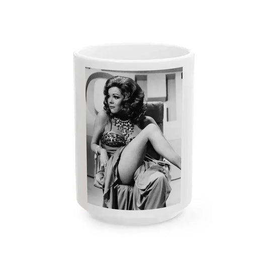 Diana Rigg #05 (Vintage Female Icon) White Coffee Mug 15oz - Go Mug Yourself