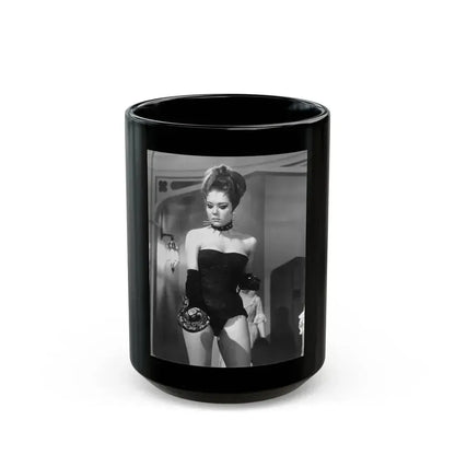 Diana Rigg #08 (Vintage Female Icon) Black Coffee Mug 15oz - Go Mug Yourself