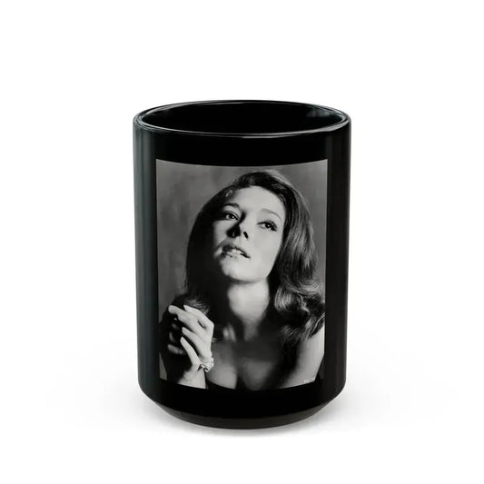 Diana Rigg #15 (Vintage Female Icon) Black Coffee Mug 15oz - Go Mug Yourself