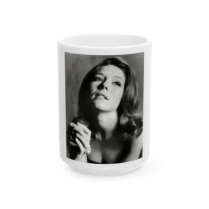Diana Rigg #15 (Vintage Female Icon) White Coffee Mug 15oz - Go Mug Yourself