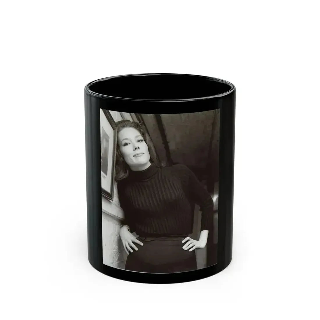 Diana Rigg #25 (Vintage Female Icon) Black Coffee Mug 11oz - Go Mug Yourself