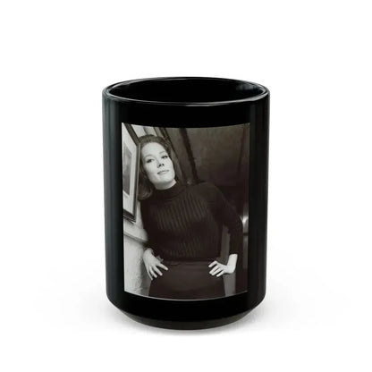 Diana Rigg #25 (Vintage Female Icon) Black Coffee Mug 15oz - Go Mug Yourself