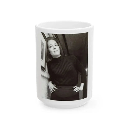 Diana Rigg #25 (Vintage Female Icon) White Coffee Mug 15oz - Go Mug Yourself