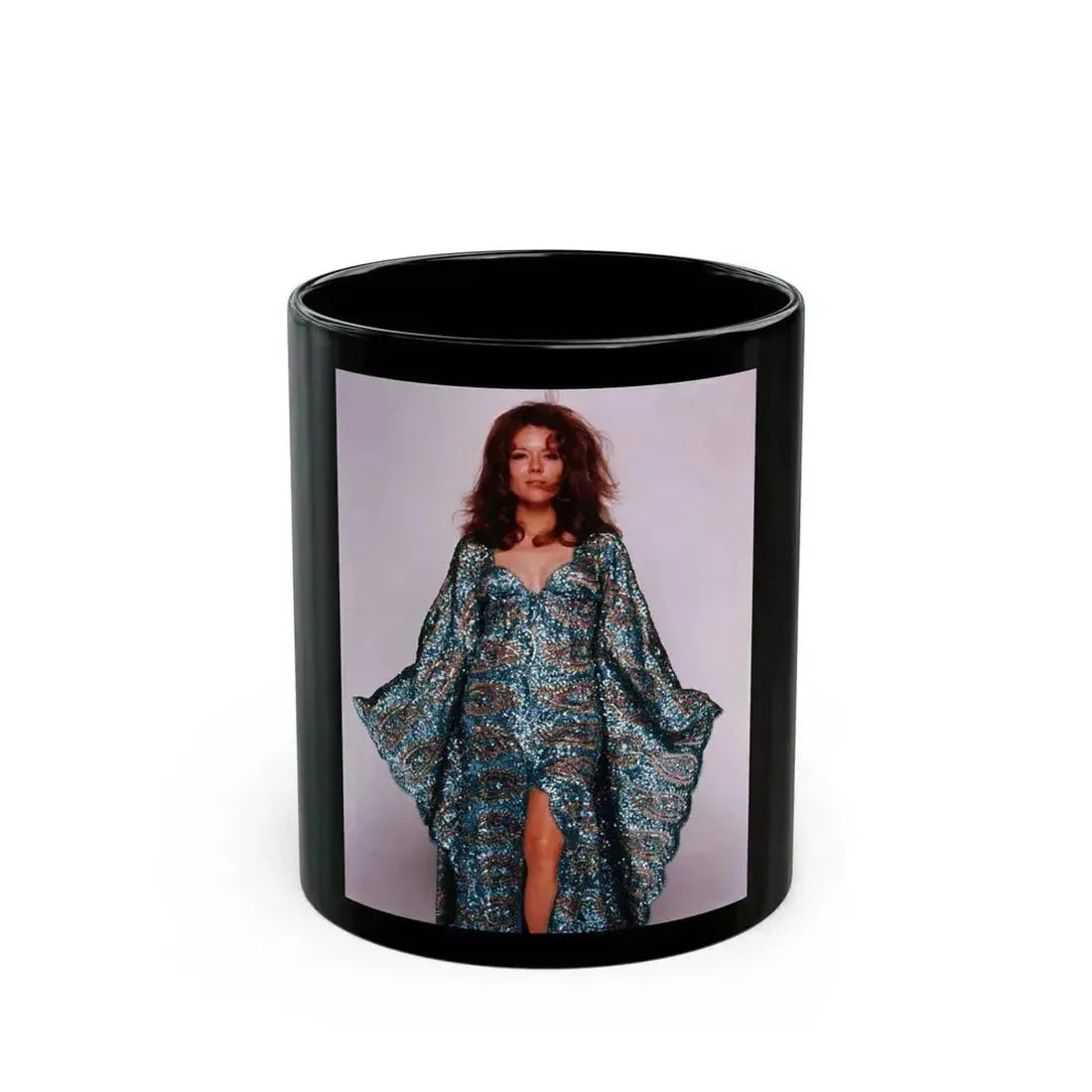 Diana Rigg #30 (Vintage Female Icon) Black Coffee Mug 11oz - Go Mug Yourself