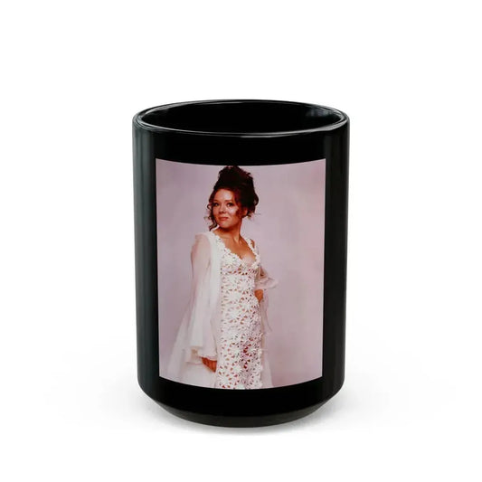 Diana Rigg #31 (Vintage Female Icon) Black Coffee Mug 15oz - Go Mug Yourself
