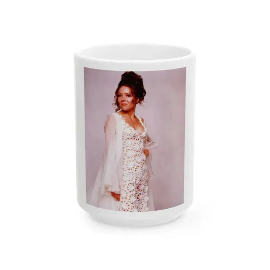 Diana Rigg #31 (Vintage Female Icon) White Coffee Mug 15oz - Go Mug Yourself