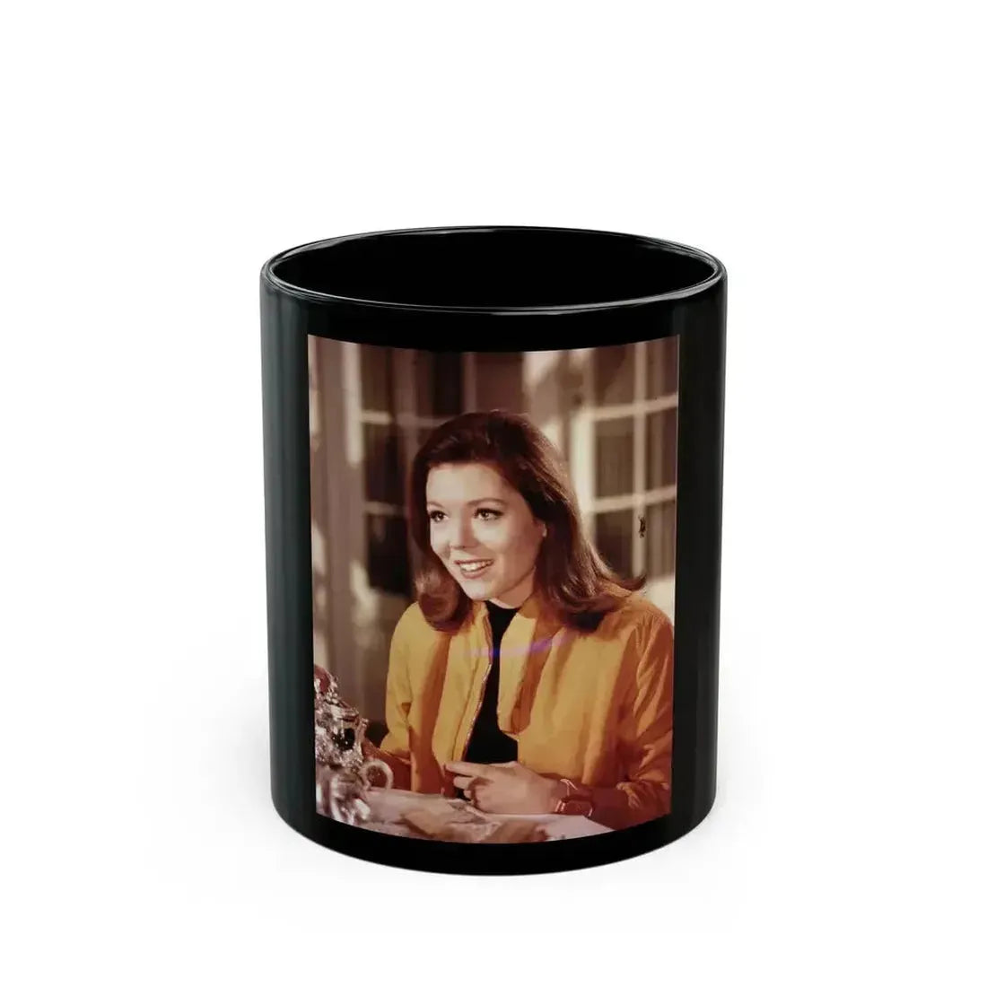 Diana Rigg #35 (Vintage Female Icon) Black Coffee Mug 11oz - Go Mug Yourself