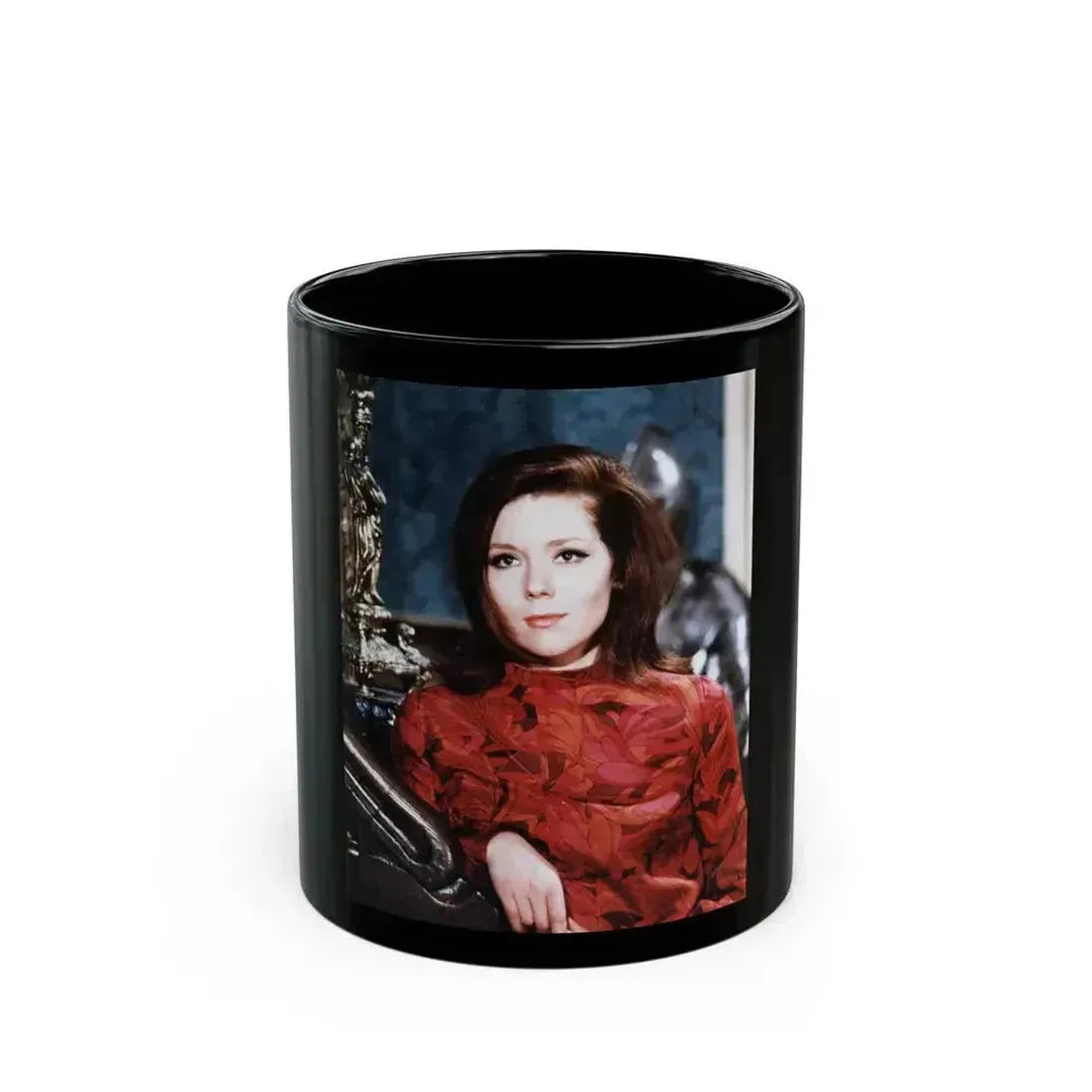 Diana Rigg #36 (Vintage Female Icon) Black Coffee Mug 11oz - Go Mug Yourself