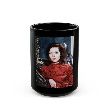 Diana Rigg #36 (Vintage Female Icon) Black Coffee Mug 15oz - Go Mug Yourself