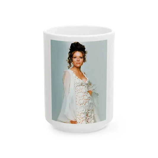 Diana Rigg #38 (Vintage Female Icon) White Coffee Mug 15oz - Go Mug Yourself