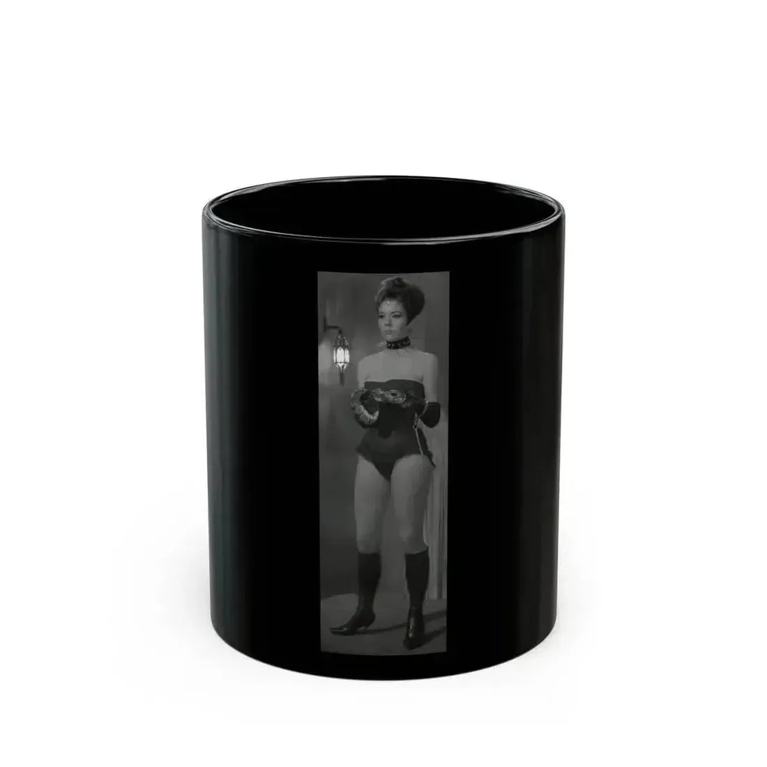 Diana Rigg #40 (Vintage Female Icon) Black Coffee Mug 11oz - Go Mug Yourself