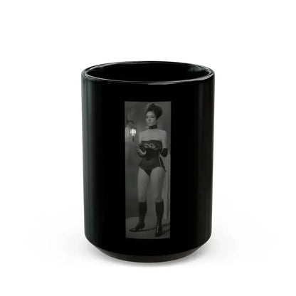 Diana Rigg #40 (Vintage Female Icon) Black Coffee Mug 15oz - Go Mug Yourself