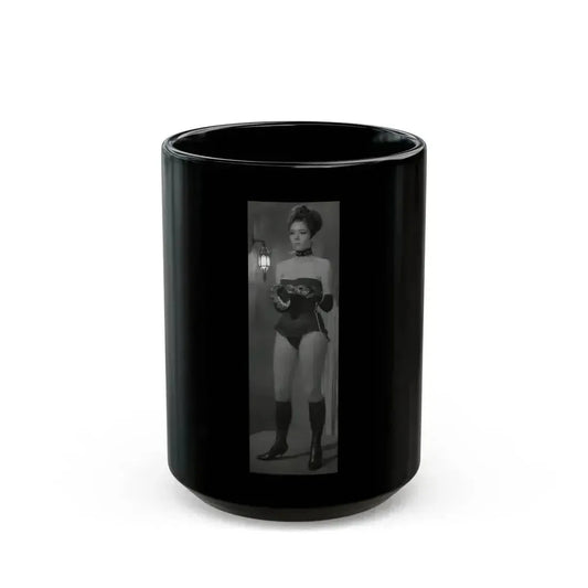 Diana Rigg #40 (Vintage Female Icon) Black Coffee Mug 15oz - Go Mug Yourself
