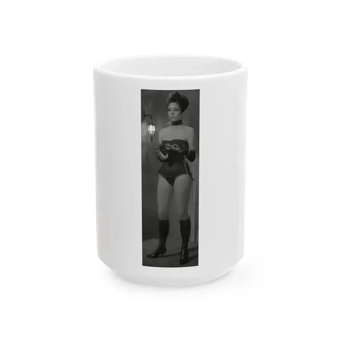 Diana Rigg #40 (Vintage Female Icon) White Coffee Mug 15oz - Go Mug Yourself