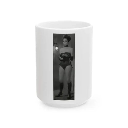 Diana Rigg #40 (Vintage Female Icon) White Coffee Mug 15oz - Go Mug Yourself