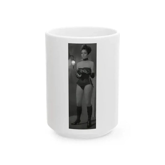 Diana Rigg #40 (Vintage Female Icon) White Coffee Mug 15oz - Go Mug Yourself