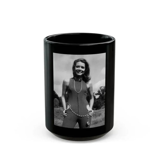 Diana Rigg #41 (Vintage Female Icon) Black Coffee Mug 15oz - Go Mug Yourself