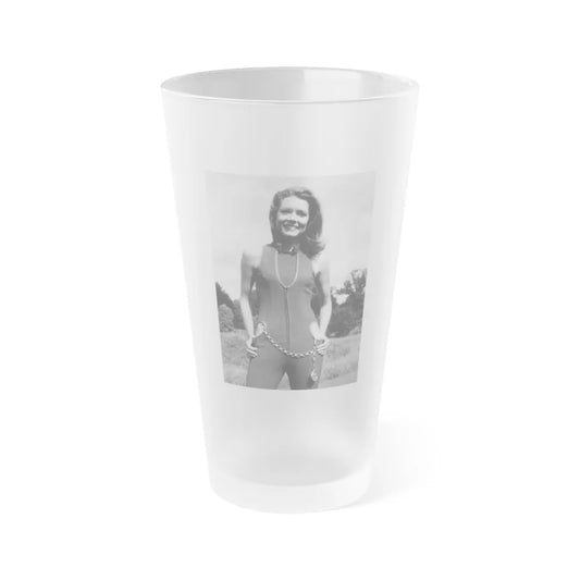 Diana Rigg #41 (Vintage Female Icon) Frosted Pint Glass 16oz-16oz-Frosted-Go Mug Yourself