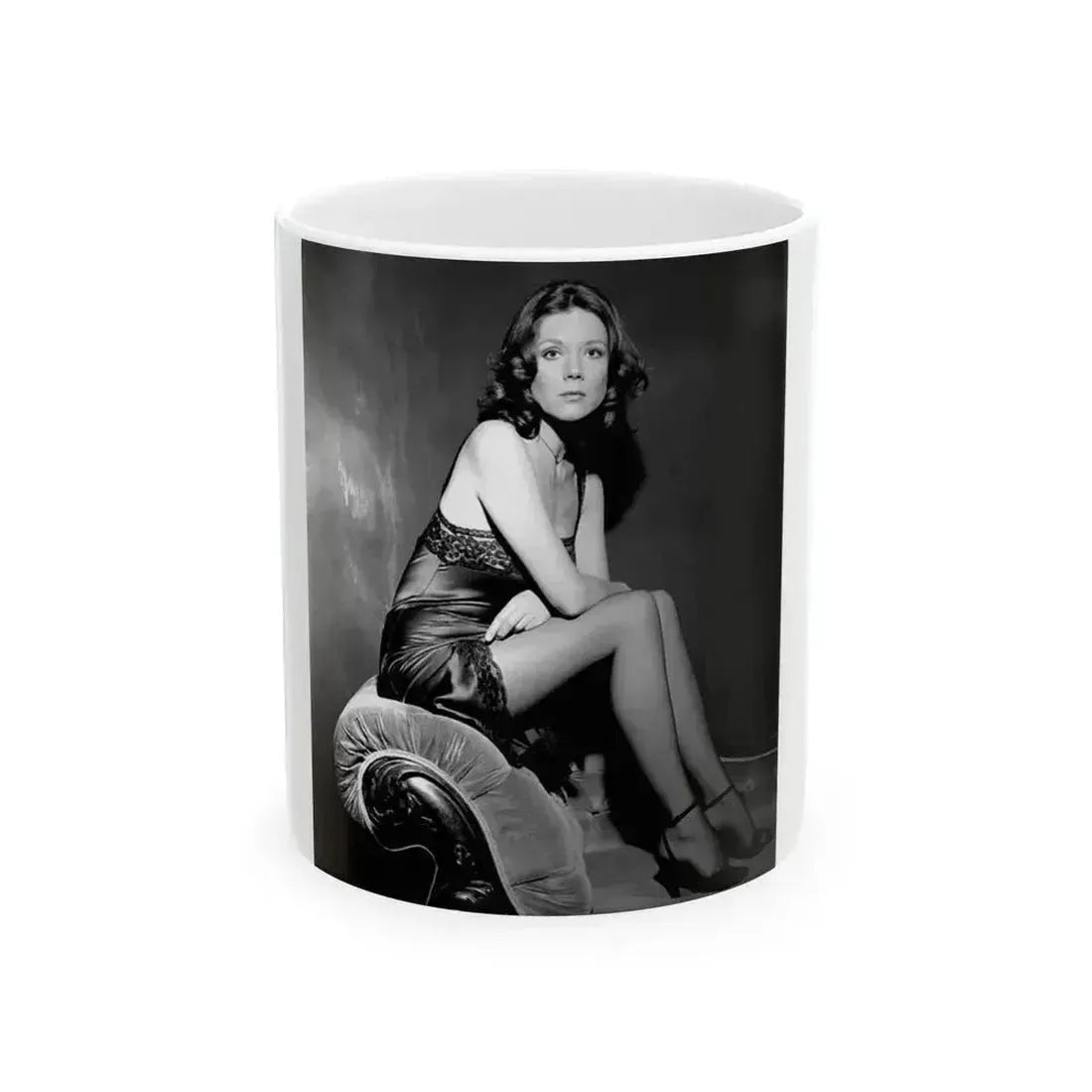 Diana Rigg #42 (Vintage Female Icon) White Coffee Mug 11oz - Go Mug Yourself